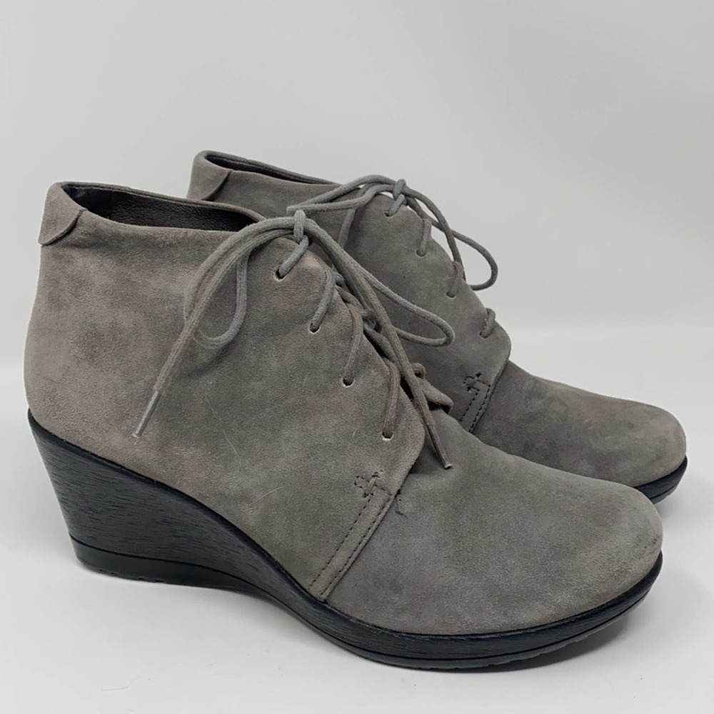 Dansko Womens Gray Lace Up Suede Wedges 39 (9)